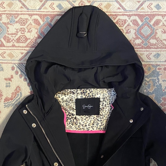 Jessica Simpson Black Hooded Trench Coat - Picture 3 of 6